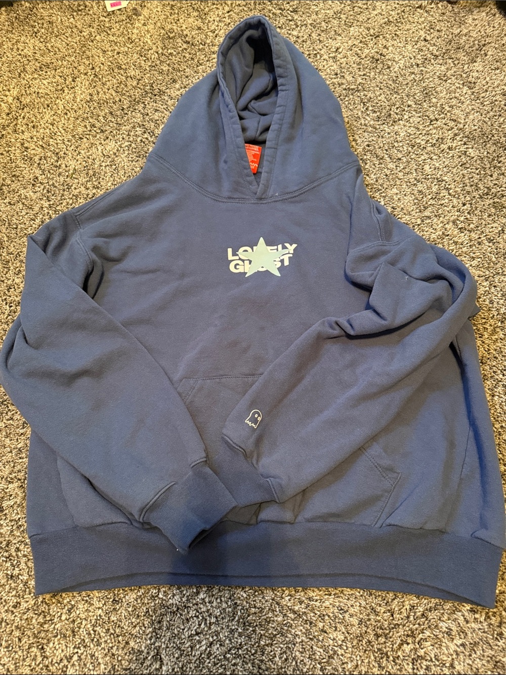 LONELY GHOST Navy Pullover Hoodie - Women's Cozy Hooded Sweatshirt